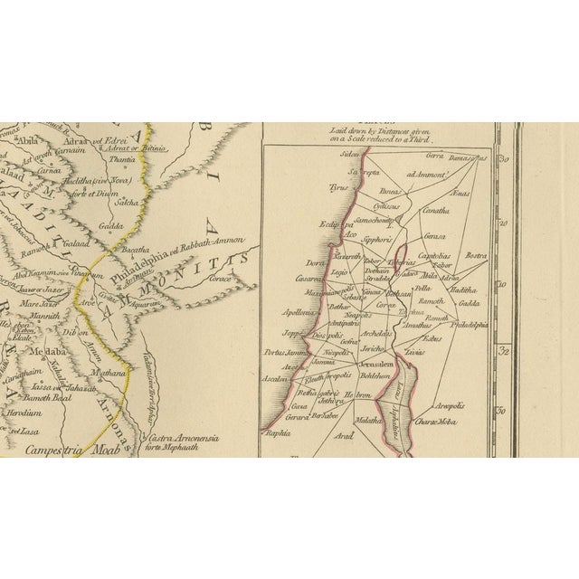 Antique Map of Biblical Palestine Holy Land with Jerusalem Insets, 1818 For Sale - Image 10 of 11