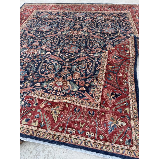 Navy Persian Ferahan Design Hand-Knotted Wool Rug, 08'02 X 09'11 For Sale - Image 9 of 10