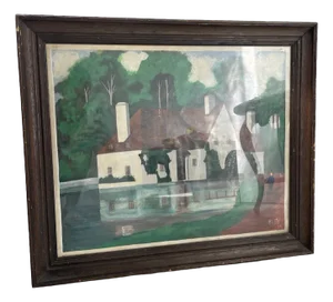 Hiette, Mill, 1981, Oil on Paper, Framed