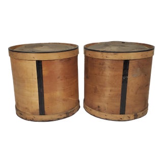 Very Large Antique Wood Shipping Boxes From "National Grinding Wheel Co" of Tonawanda N.Y. - a Pair For Sale