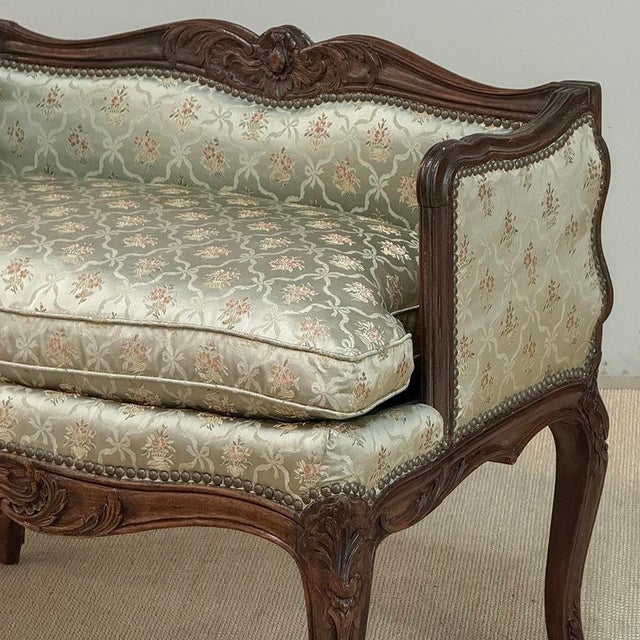 Burnt Umber 19th Century French Louis XV Walnut Vanity Armchair For Sale - Image 8 of 18