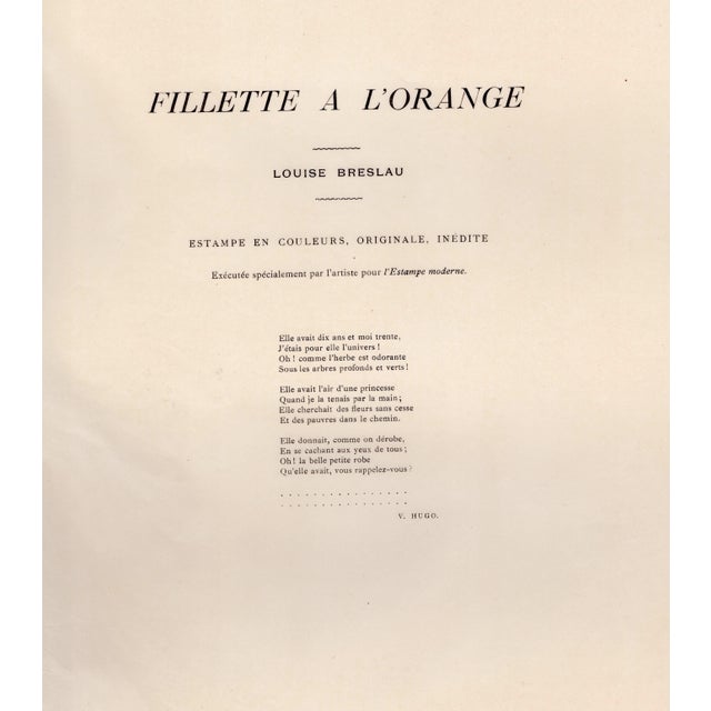 Louise Catherine Breslau, Fillette à l'Orange, 1898, Original Lithograph For Sale - Image 6 of 9