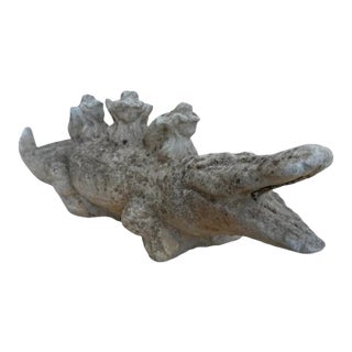 Whimsical Vintage Cement 27” Alligator Garden Yard Figure For Sale