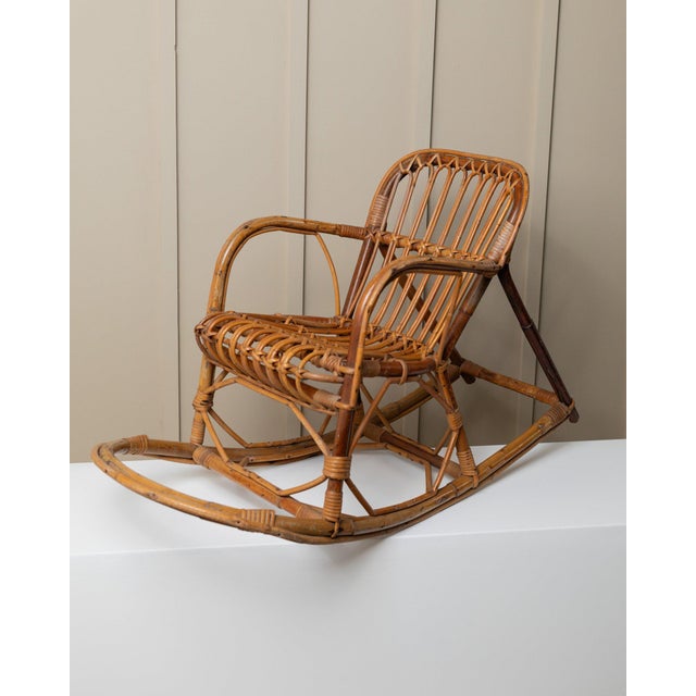 Vintage Children's Rocking Chair in Bamboo, 1970s For Sale - Image 3 of 11
