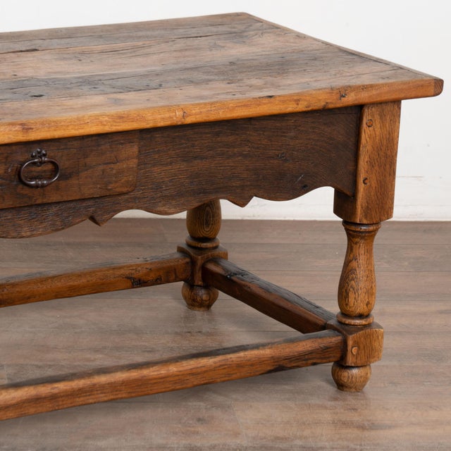 20th Century French Oak Coffee Table With Drawer For Sale - Image 10 of 12