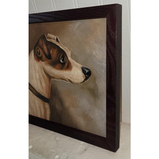 Folk Art Mid 20th Century Jack Russell Terrier Oil Painting For Sale - Image 3 of 4