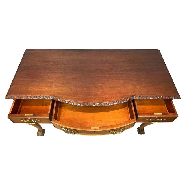 Late 19th Century Chippendale Revival Mahogany Three-Drawer Console Table, English, Circa 1880 For Sale - Image 5 of 10