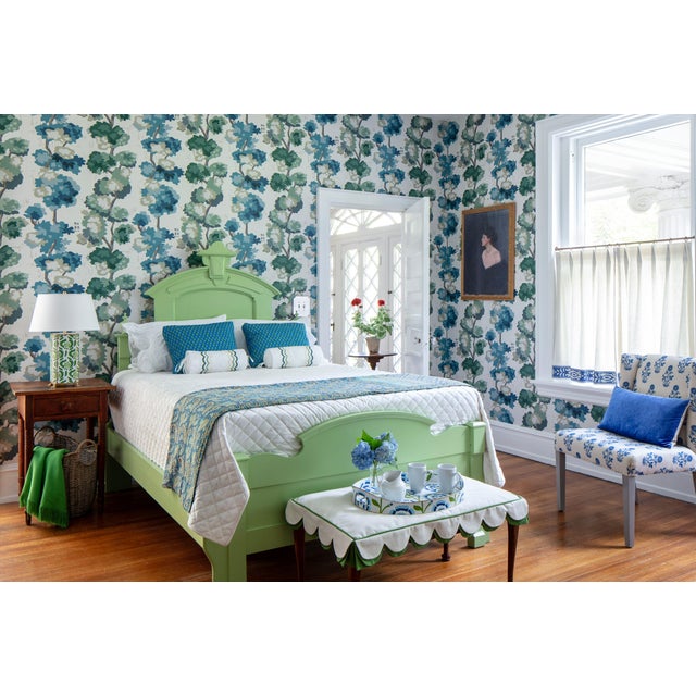 Traditional Green Painted Queen Bed For Sale - Image 3 of 3