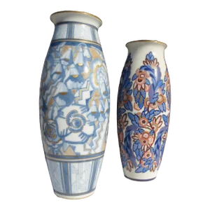 1920s' Sevre Porcelain Art Deco Vases - a Pair of 2