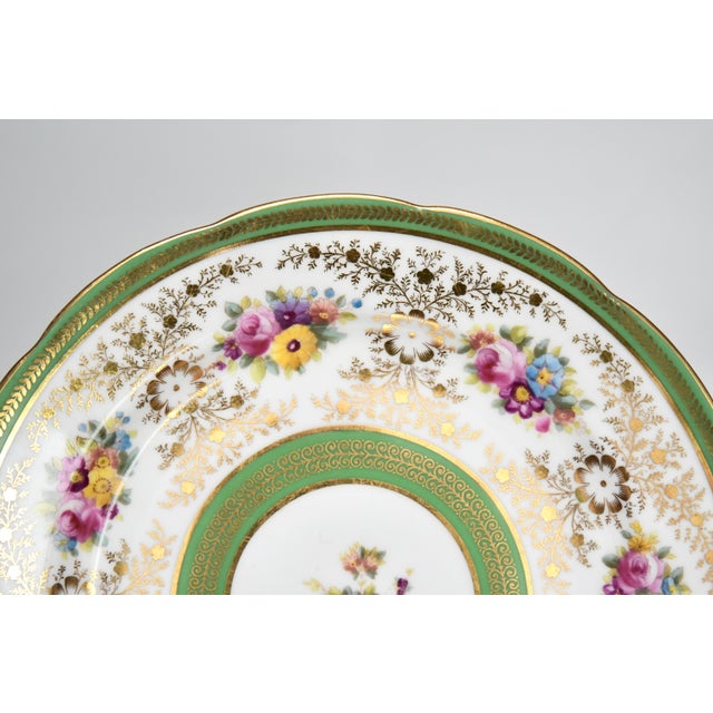 Traditional C. 1900 English Cauldon Porcelain Gilt & Hand Painted Plates Set of 9 For Sale - Image 3 of 6