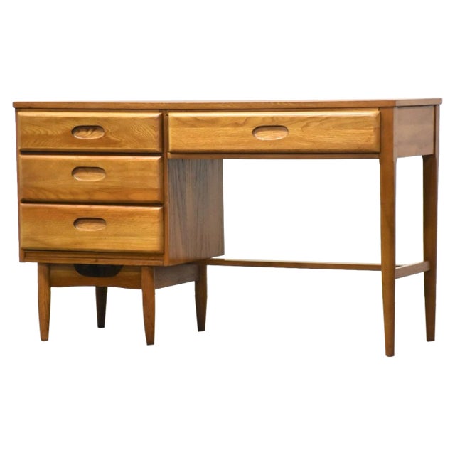 1960s Oak Mid Century Modern Desk For Sale