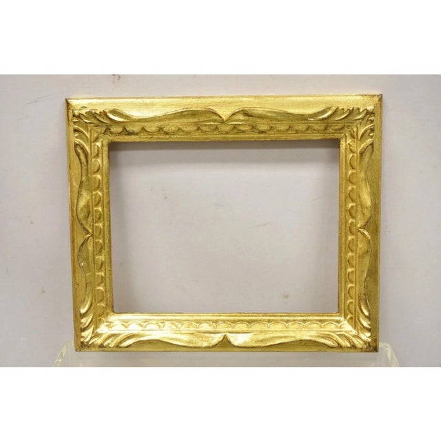 Vintage Italian Hollywood Regency Gold Gilt Wood 14 X 12 Art Picture Frame For Sale - Image 12 of 12
