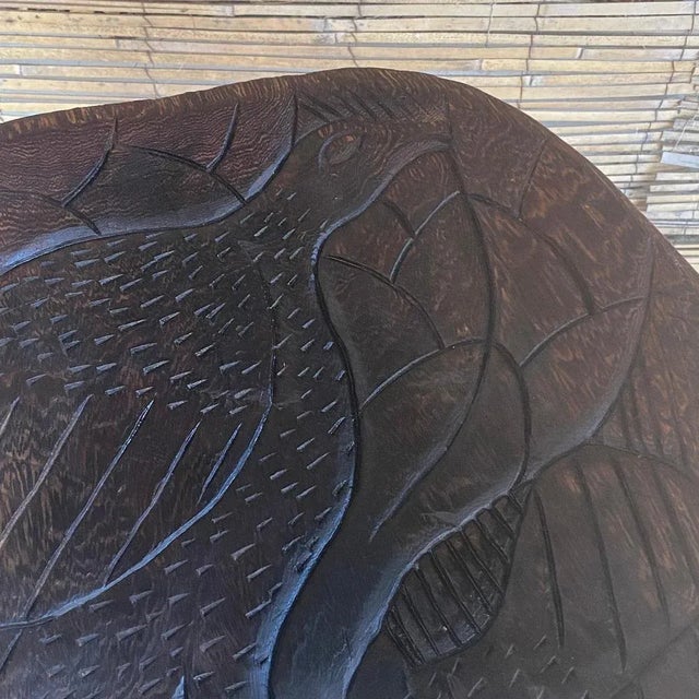 Wood Large Brutalist Wooden Vide Poche in Brown, France, 1970s For Sale - Image 7 of 10