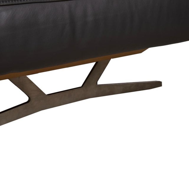 Monroe Leather Corner Sofa in Grey Anthracite and Wood Brown with Right Chaise Lounge and Manual Function from Koinor For Sale - Image 11 of 18