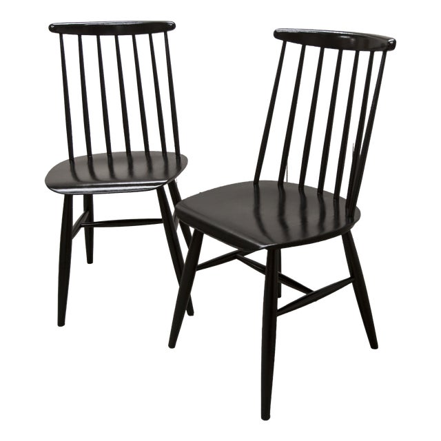 Scandinavian Black Teak Fanett Chairs by Ilmari Tapiovaara, 1960, Set of 2 For Sale
