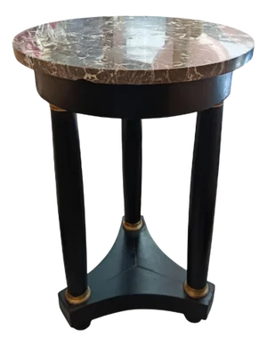 Small Neoclassical Gueridon of Lacquered Wood and Grey Marble, 1890s