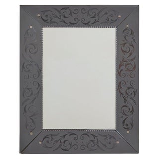 Italian Venetian Etched Glass Wall Mirror, 1960s For Sale