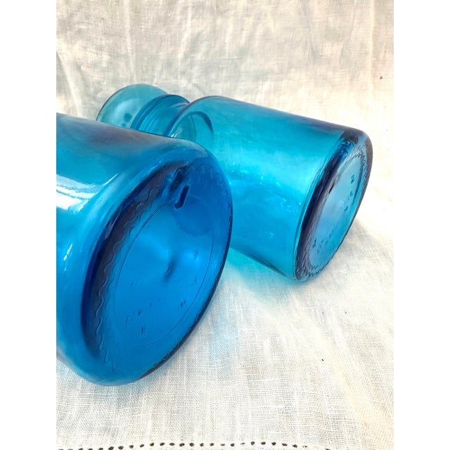 Vintage Pair of Belgium Blue Apothecary Bottles For Sale In Palm Springs - Image 6 of 8