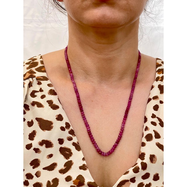 2010s Natural 140 Carat Natural Ruby Bead Single Strand Necklace with Silver Clasp For Sale - Image 5 of 18