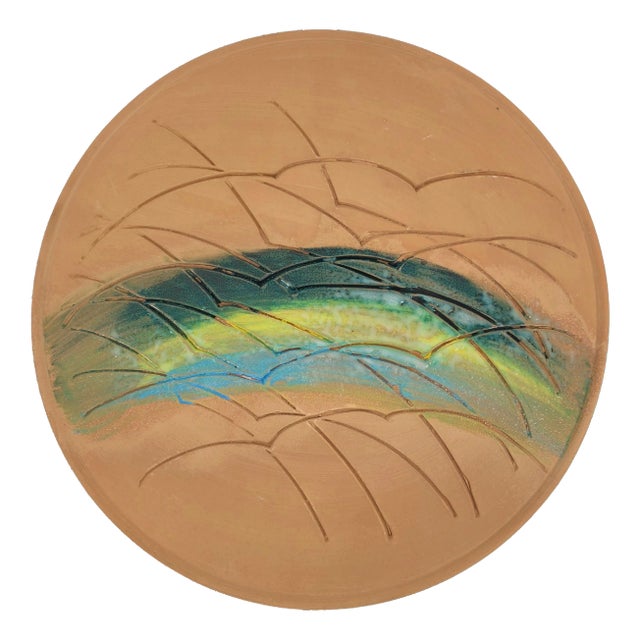 Red Clay & Ceramic Plate by Pasquale Santoro for Alitalia, 1985 For Sale