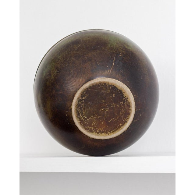 Scandinavian Modern Spherical Bronze and Brass Vase from GAB, Sweden, 1940s For Sale - Image 6 of 7