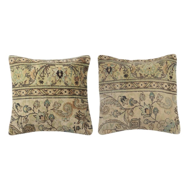 19"x19" SET OF 2 - Turkish Rug Pillowcases. Cushion Covers. Vintage Toss Pillows For Sale