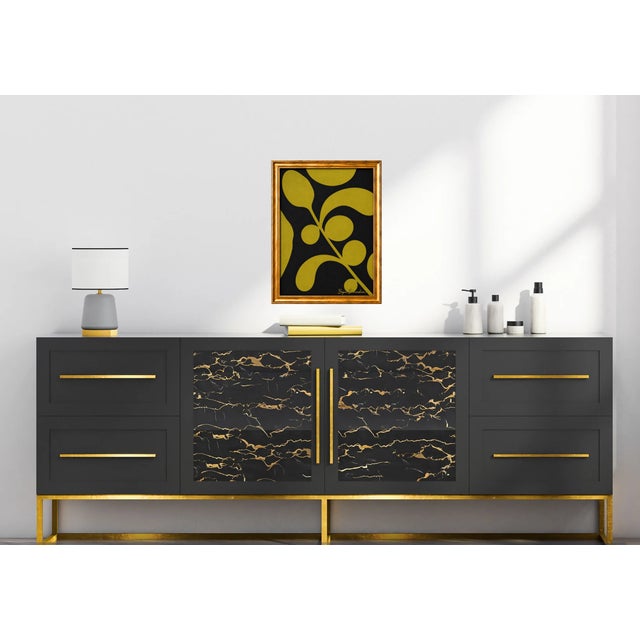 Original acrylic painting by Bryan Boomershine on canvas board featuring a bold modernist composition of organic green...