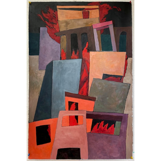 “Cityscape #3” Abstract Oil Painting by Mary Alice Copp For Sale