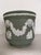 1960s Celadon Sage Green Wedgwood Jasperware cache pot planter features lion's head design with grapevine swag and...
