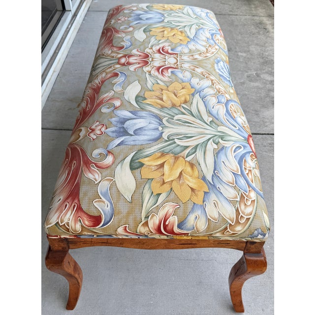 Donghia Traditional Upholstered Wooden Bench From 90's For Sale - Image 4 of 10