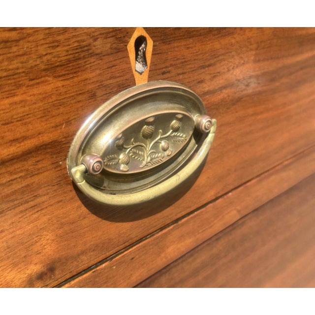 Wood Antique Federal Southern Walnut Tall Chest With Barber Pole Inlay & Scrollwork For Sale - Image 7 of 12