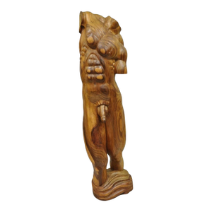 Vintage Mid Century Modern 60" Life-Size Nude Male Carved Wood Statue Sculpture