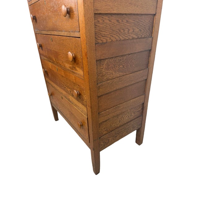 Early 20th Century Oak Five-Drawer Tall Chest of Drawers For Sale - Image 10 of 17