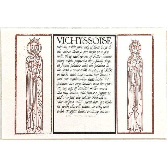 Mid-Century Modern David Goines/Chez Panisse Mid Century Linocut, Out of Print, Vichyssoise For Sale - Image 3 of 3