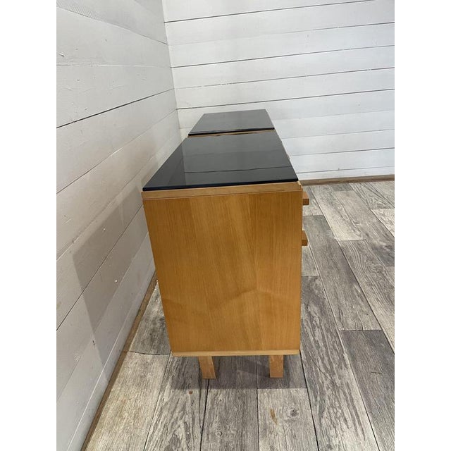 Vintage Nightstands with Original Black Opaline Glass by Novy Domov, 1960s, Set of 2 For Sale - Image 4 of 8