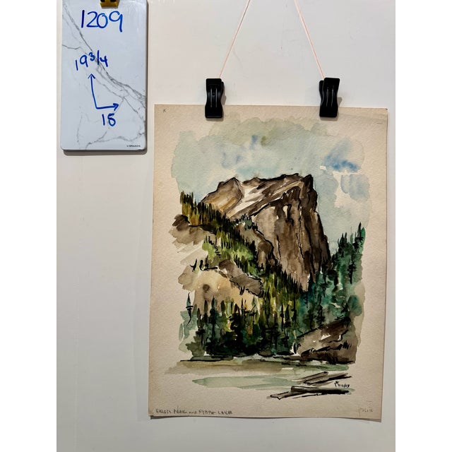 Paper Henry Emil Salloch Original Watercolor on Paper Hallets Peak and Nymph Lake, 1958. For Sale - Image 7 of 7
