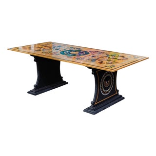 Italian Baroque Scagliola-Style Painted Marble Top Dining or Refectory Table For Sale