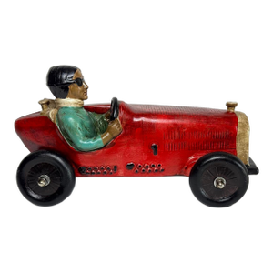Mid-Century Ceramic 1930’s Bugatti Style Race Car & Driver Figurine
