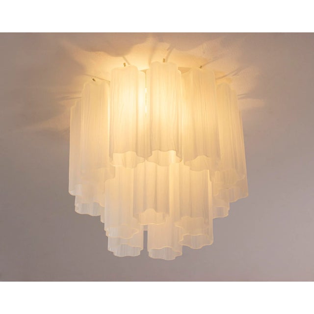 Mid-Century Modern Frosted Murano Glass Chandelier, Italy, 1990s For Sale - Image 3 of 11