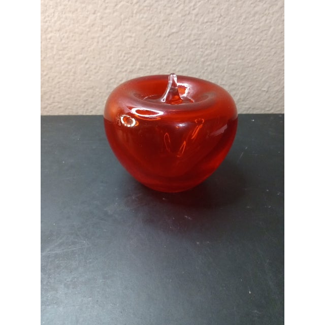Red 1980s Murano Made in Italy Red Art Glass Apple Paperweight For Sale - Image 8 of 9