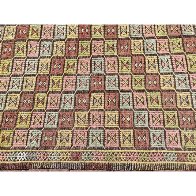 Textile Vintage Pale Turkish Kilim Rug - 82 " X 104" For Sale - Image 7 of 10