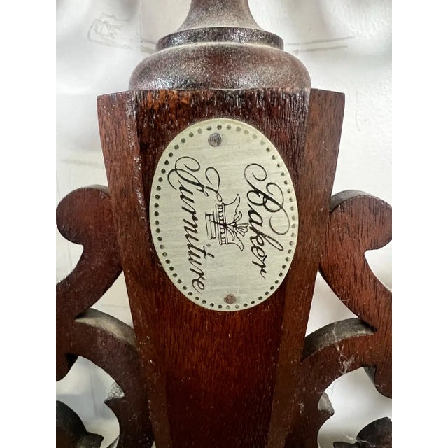 Baker Georgian Chippendale Carved Mahogany Wall Mantel Mirror Fretwork Crest For Sale - Image 10 of 11