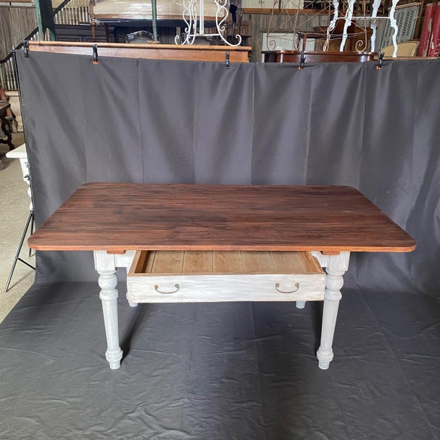 Late 19th Century 19th Century Classic Rustic Country Style Farmhouse Dining Table or Large Desk For Sale - Image 5 of 12