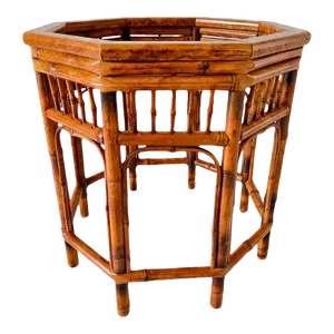 Vintage Brighton Pavilion Style Burnt Bamboo Octagonal Side / Coffee Table Base