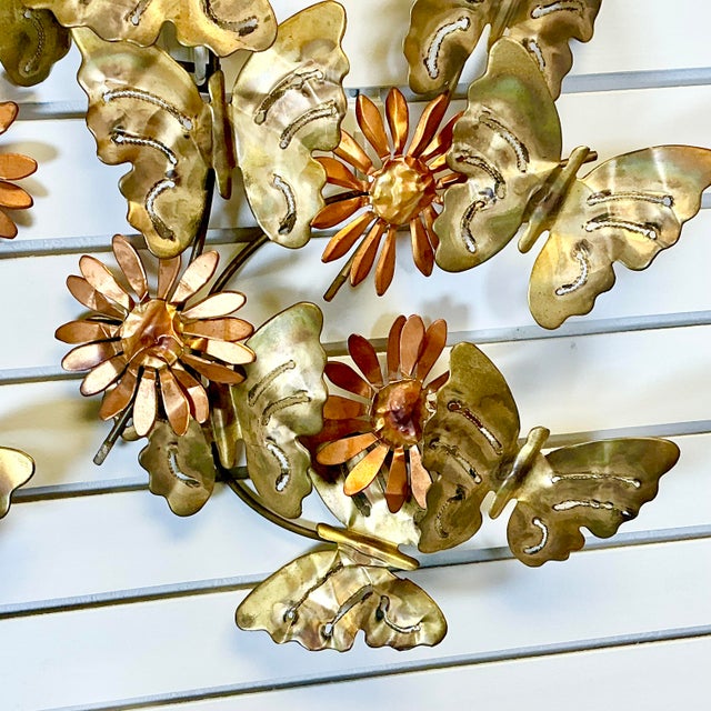 Curtis Jere 1970s Vintage Torch-Cut Brutalist Butteries and Daisies Wall Sculpture After Curtis Jere - 5 Piece Set For Sale - Image 4 of 11