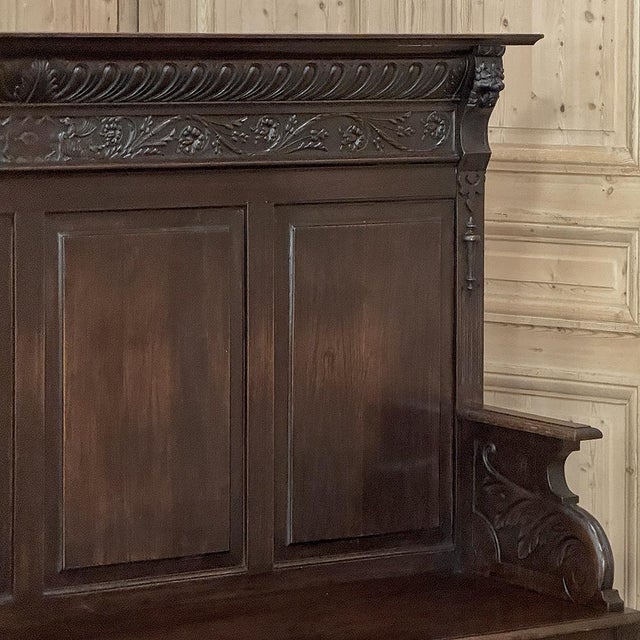 Late 19th Century 19th Century English Renaissance Revival Oak Hall Bench For Sale - Image 5 of 17