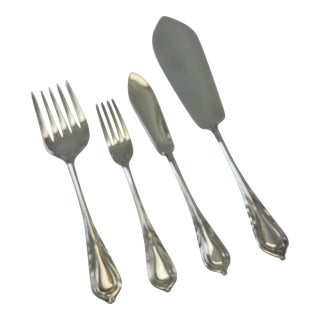 1980s Silver Fish Set for 12 Pair Fish Eaters & Fish Servers, Lily - 26 pcs For Sale