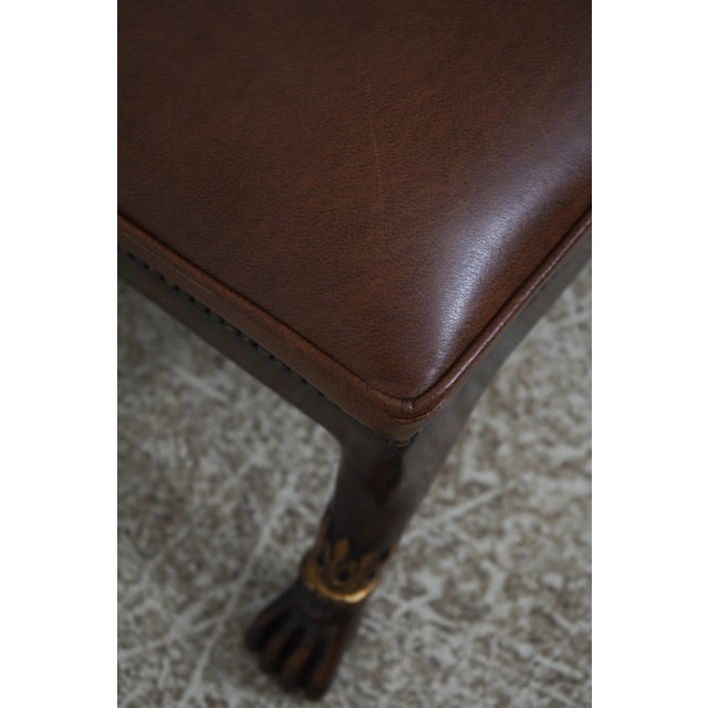 Brown Theodore Alexander Regency Style Leather Footstool Ottoman For Sale - Image 8 of 12
