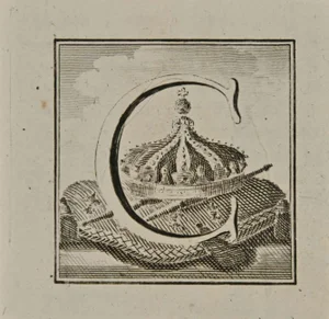 Luigi Vanvitelli, Letter of the Alphabet C, Etching, 18th Century