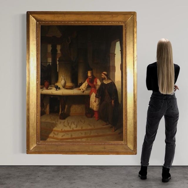 Important Italian painting from the second half of the 19th century. Oil on canvas artwork by Carlo De Notaris...
